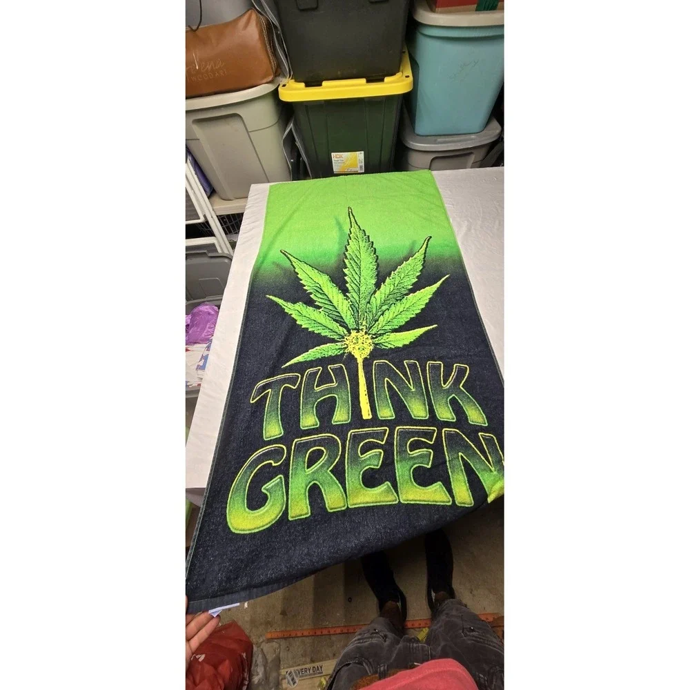Think Green Marijuana Beach Towel